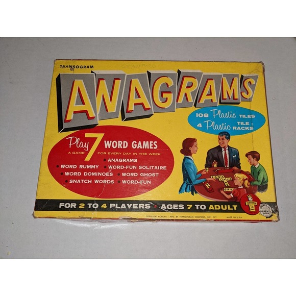 Vintage 1954 Anagrams Game Transogram Play 7 Word Games.  Complete set. no.1150 - Picture 6 of 6